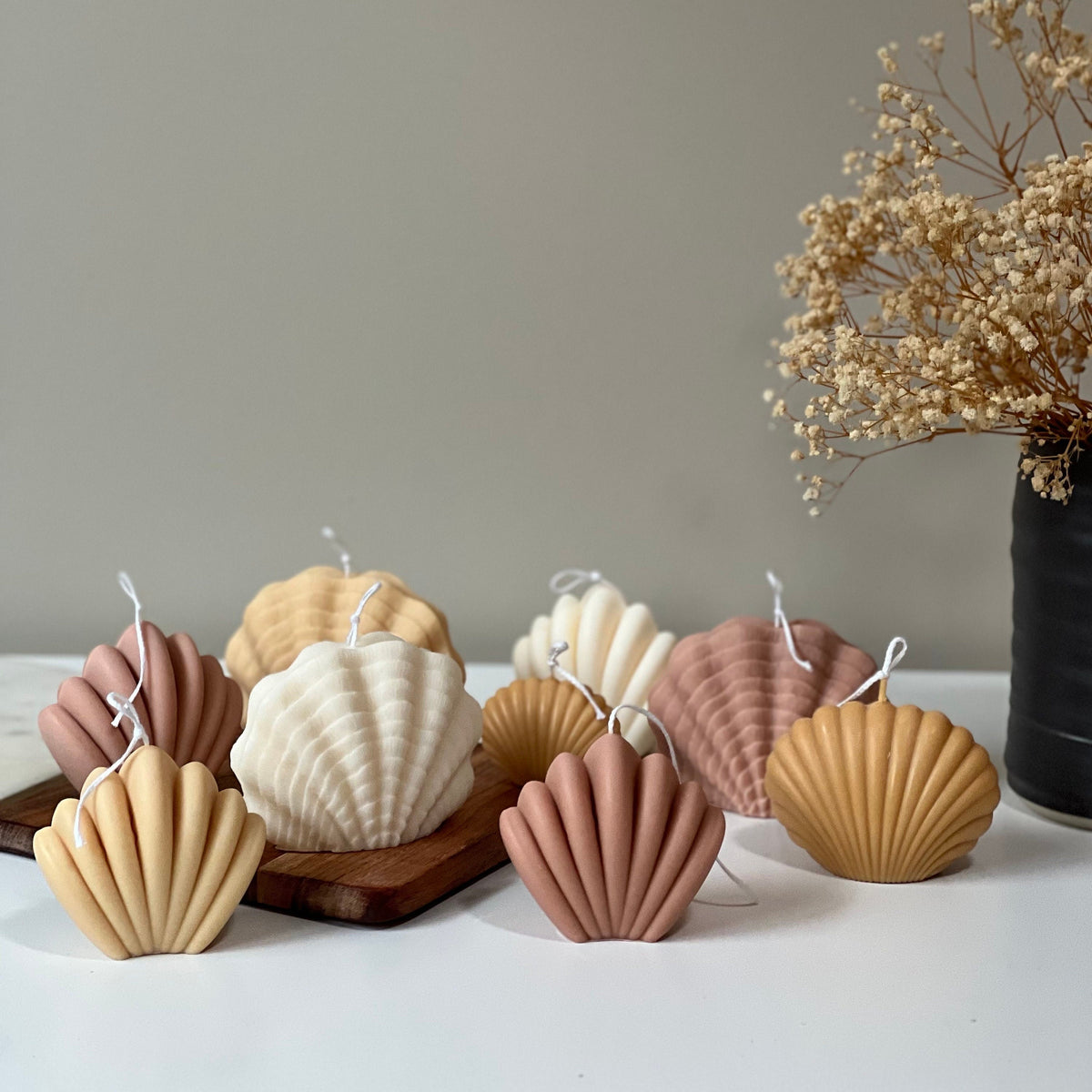 Ensemble de bougies coquillages, décoratives