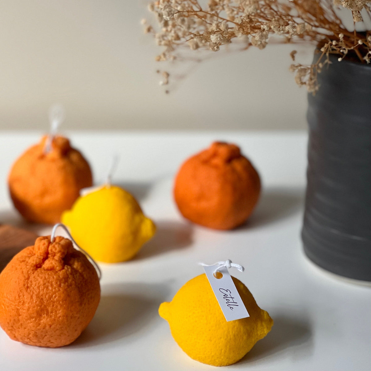 Ensemble de bougies orange, décoratives
