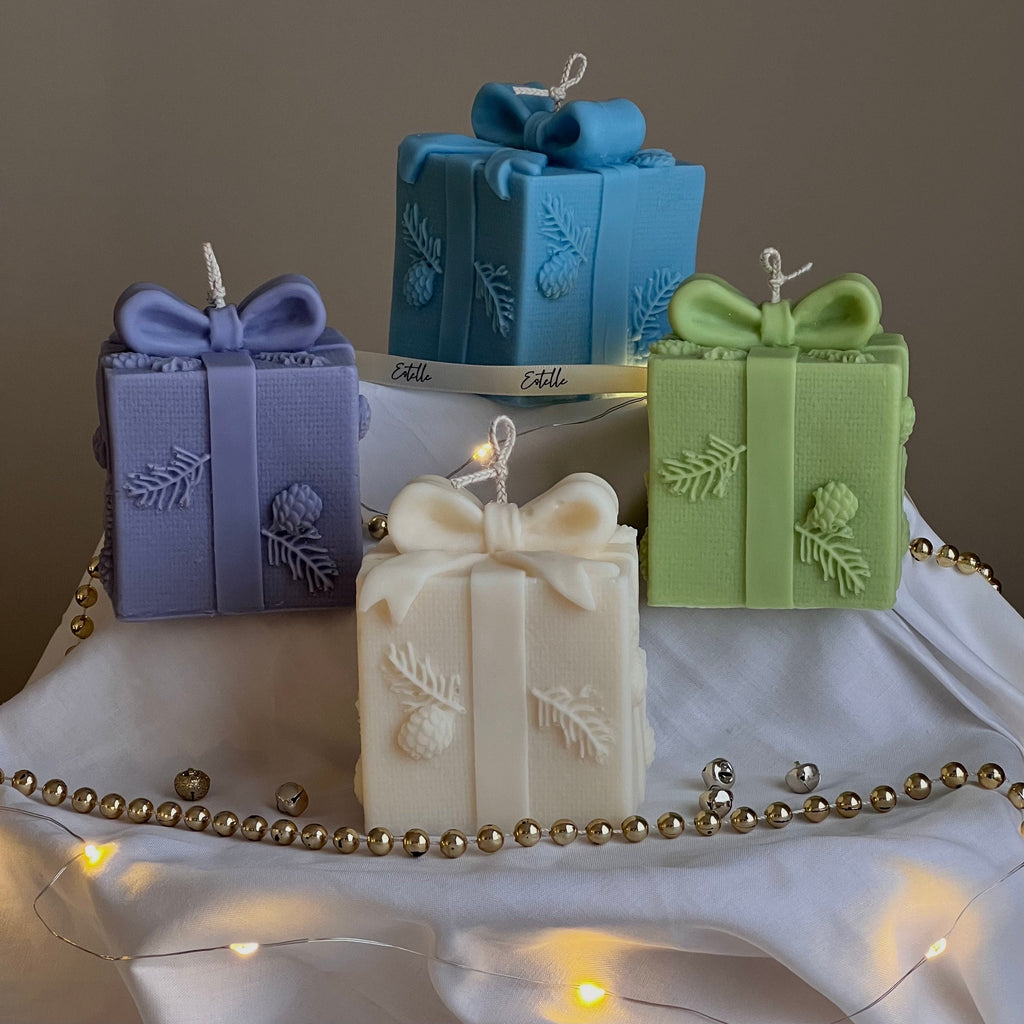 Bougie de soya de Noël en boîte-cadeau