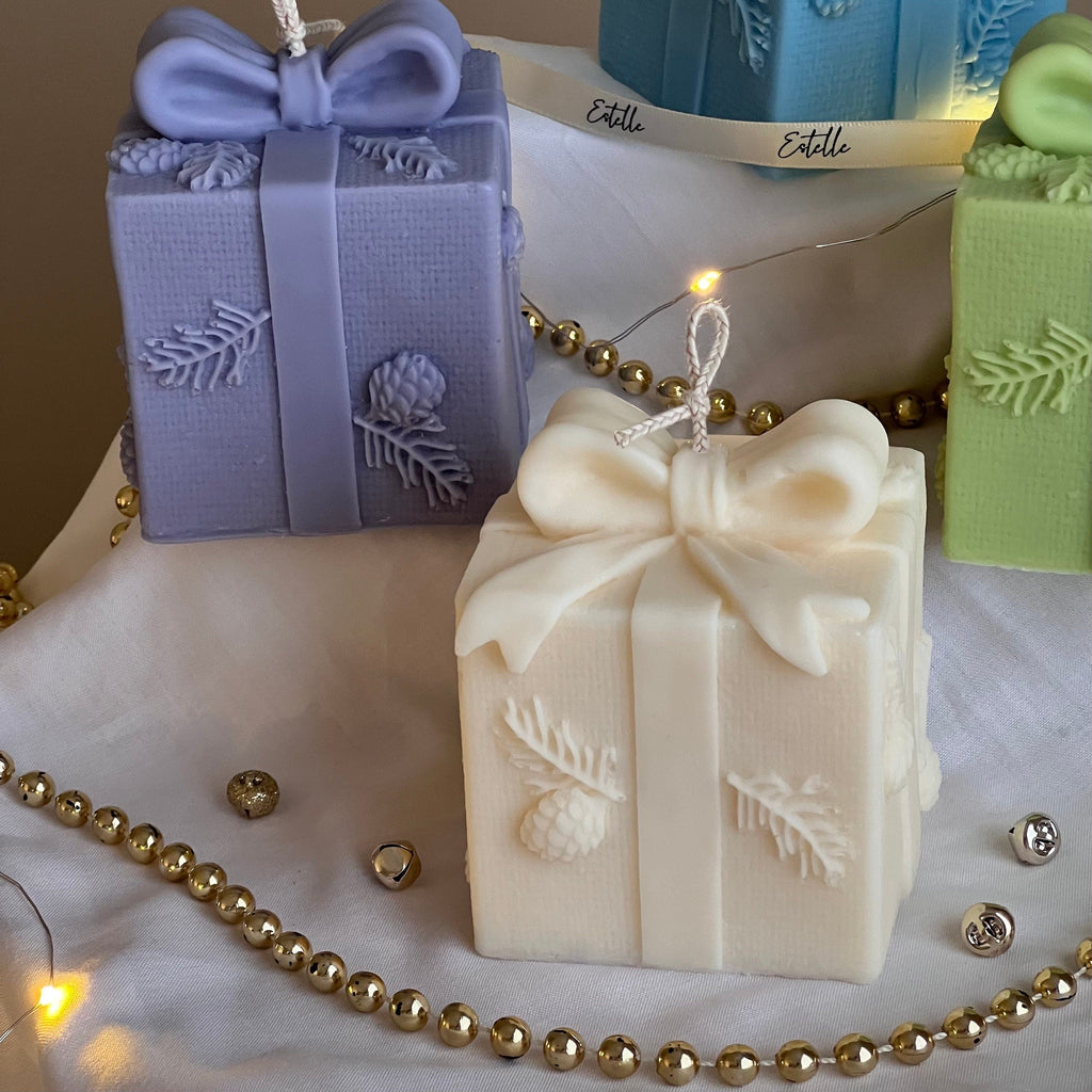 Bougie de soya de Noël en boîte-cadeau