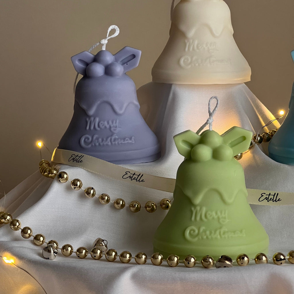Bougie de soya cloche de Noël, faite à la main