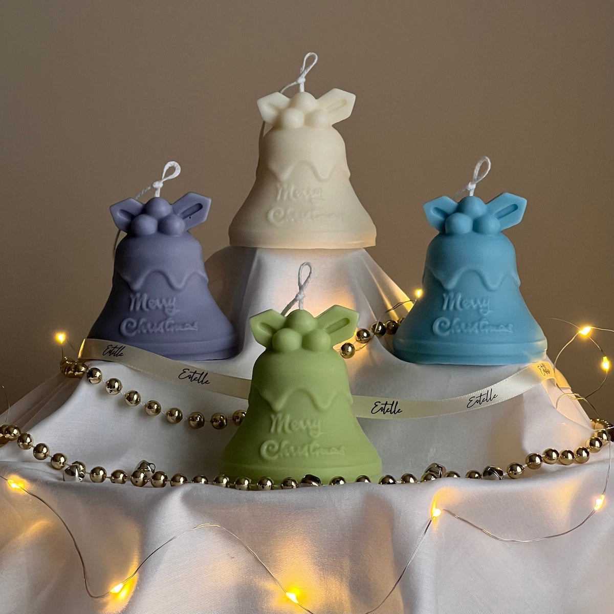 Bougie de soya cloche de Noël, faite à la main
