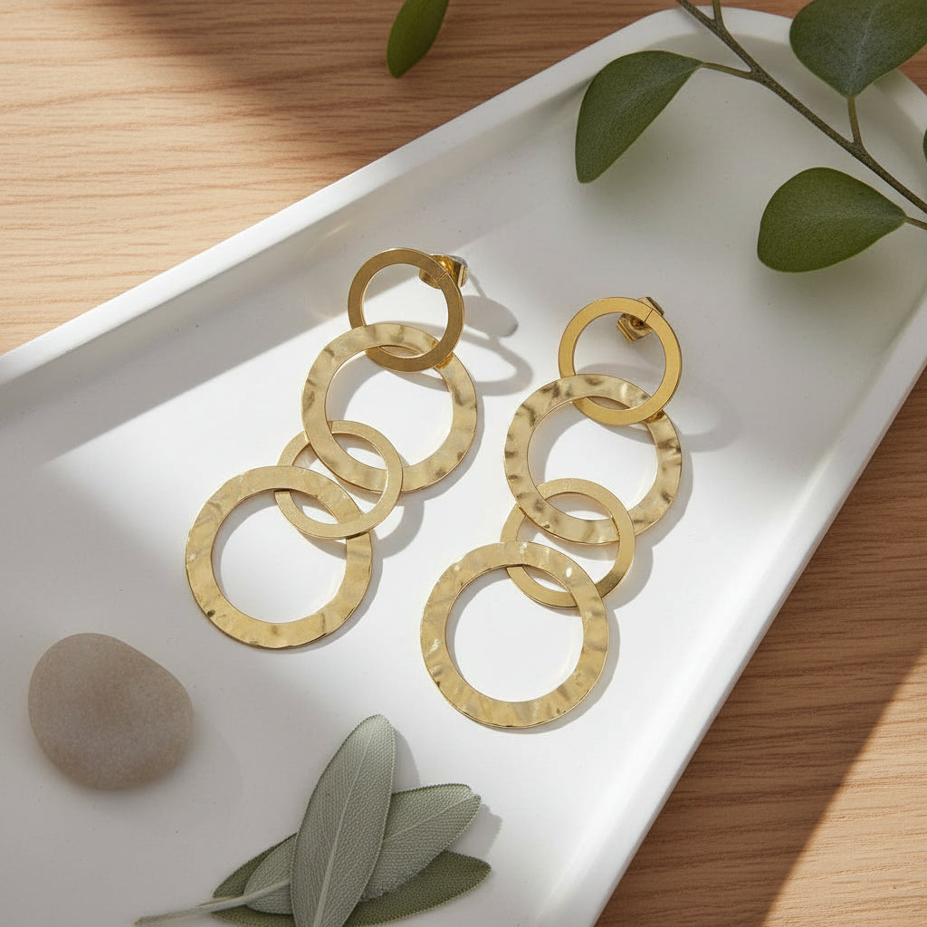 Boucles d'oreilles cercles liés en acier inoxydable doré