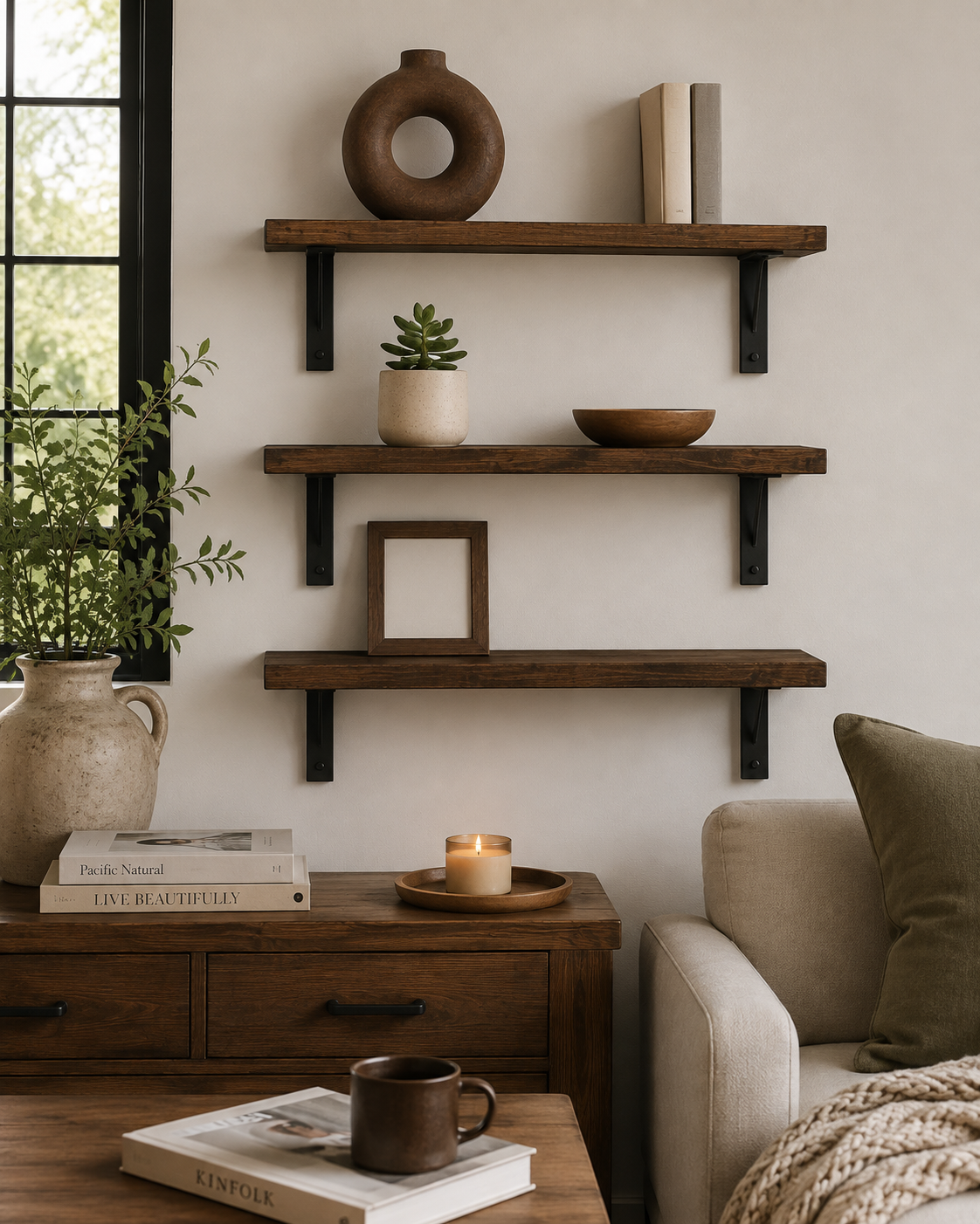 Tablette murale en bois 2 po – plusieurs formats