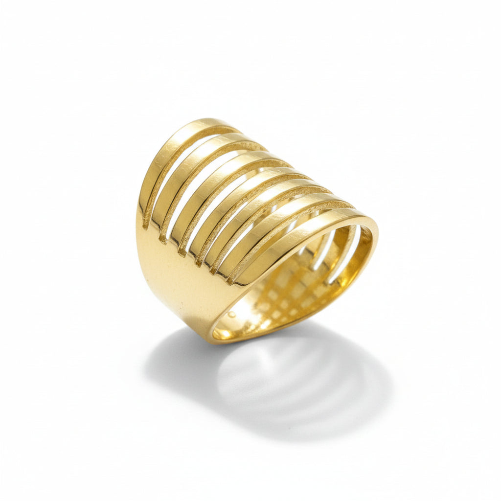 Bague multi-fils en acier inoxydable doré