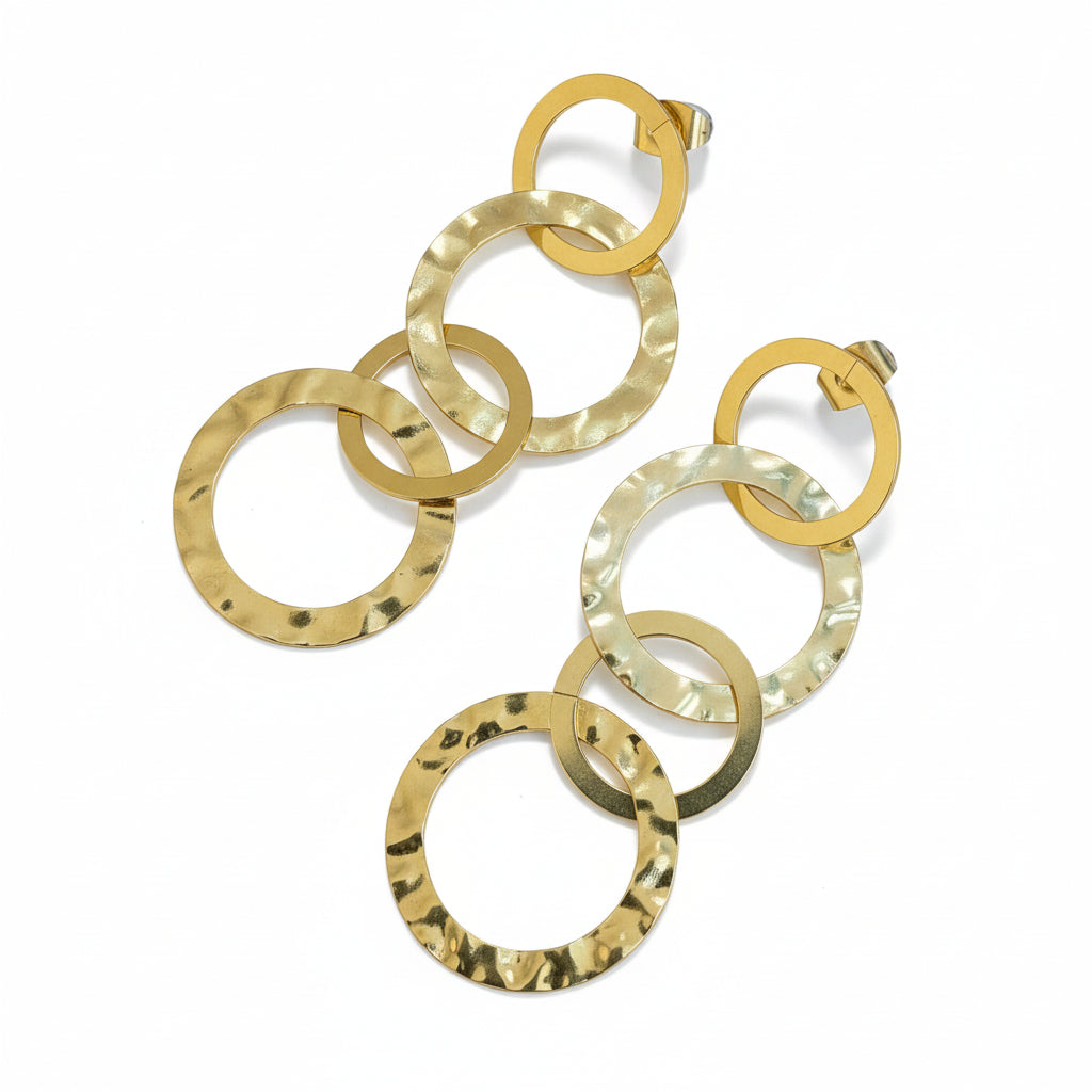 Boucles d'oreilles cercles liés en acier inoxydable doré
